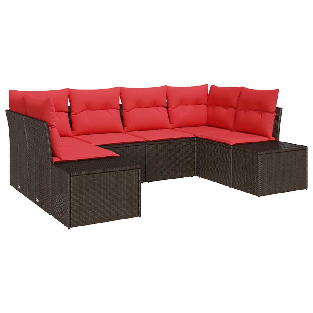 vidaXL Tuinbank Set met kussen 6 pcs Bruin poly rattan