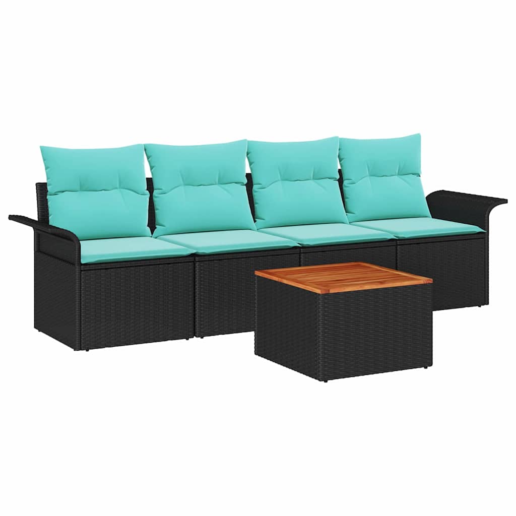 vidaXL Tuinbank Set met kussen 5 pcs Grijs poly rattan