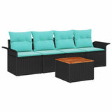 vidaXL Tuinbank Set met kussen 5 pcs Grijs poly rattan