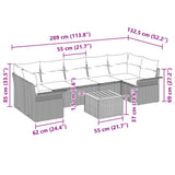 vidaXL Tuinbank Set met kussen 8 pcs Grijs poly rattan