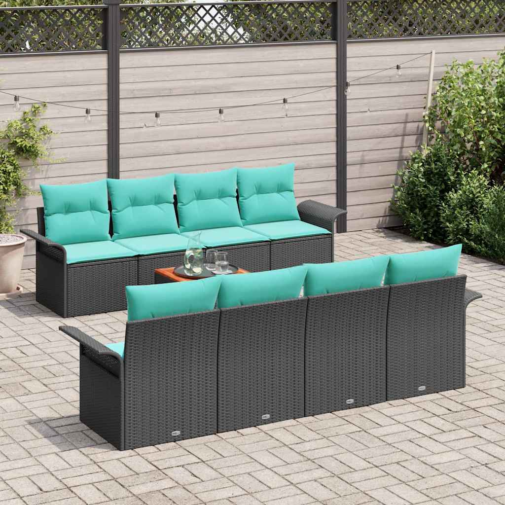vidaXL Tuinbank Set met kussen 9 pcs Grijs poly rattan
