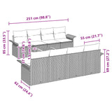 vidaXL Tuinbank Set met kussen 9 pcs Grijs poly rattan