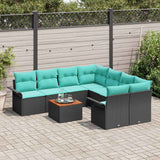 vidaXL Tuinbank Set met kussen 9 pcs Grijs poly rattan