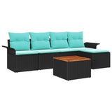 vidaXL Garden Sofa Set with cushion 6 pcs Grey poly rattan