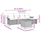 vidaXL Garden Sofa Set with cushion 6 pcs Grey poly rattan