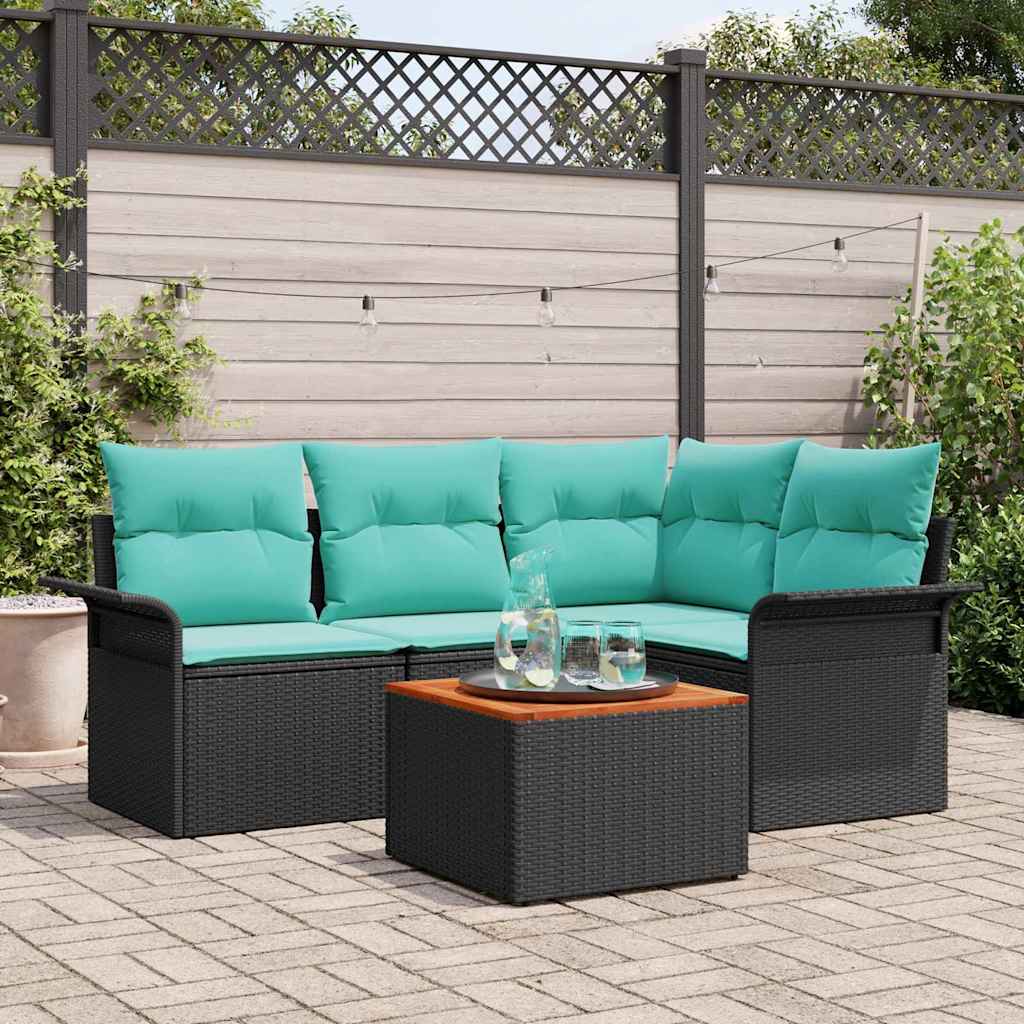 vidaXL Garden Bench Set with Cushion 5 pcs Grey poly rattan