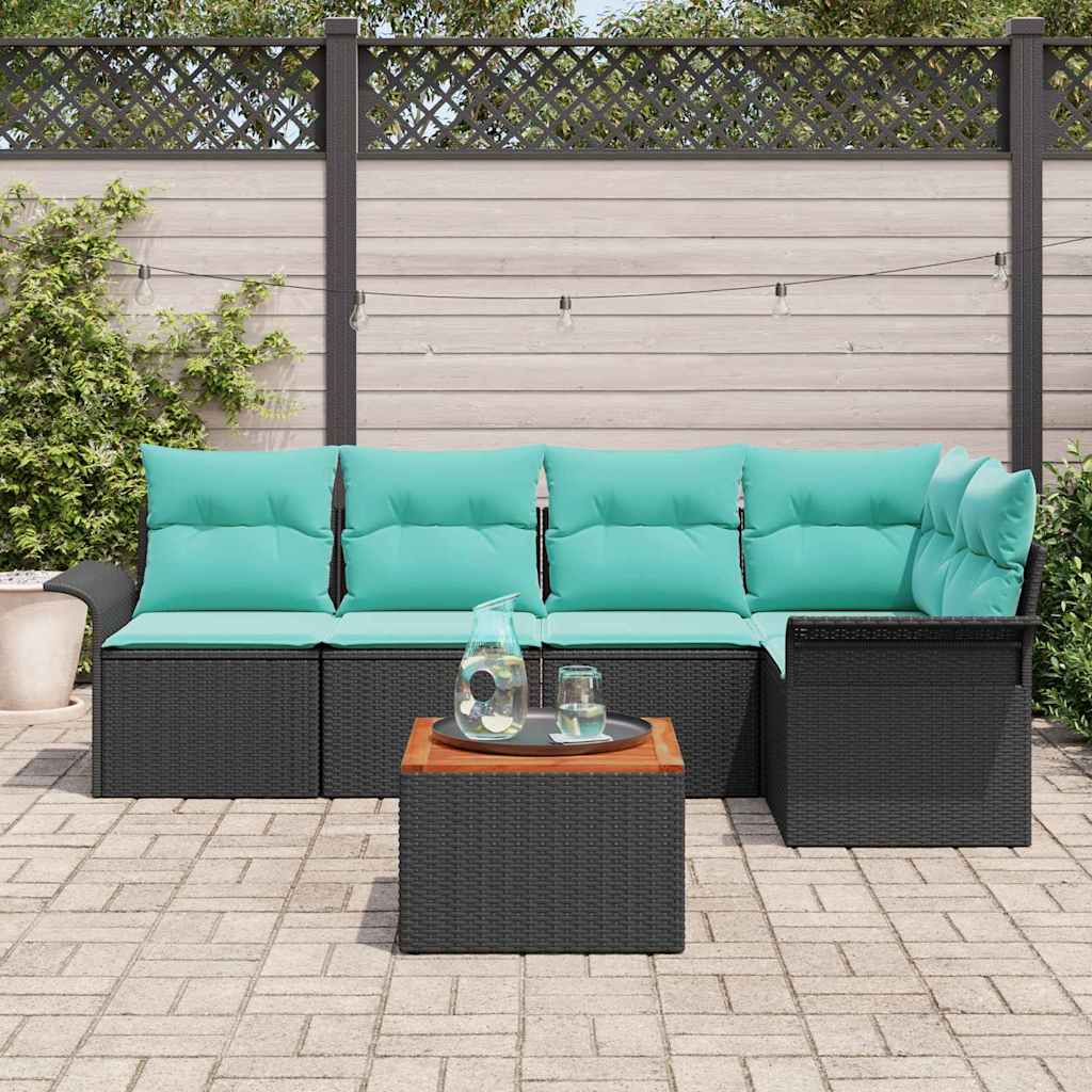 vidaXL Garden Sofa Set with cushions 6 pcs Grey poly rattan