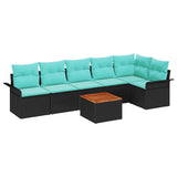 vidaXL Tuinbank Set met kussen 7 pcs Grijs poly rattan