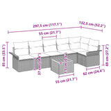 vidaXL Tuinbank Set met kussen 7 pcs Grijs poly rattan