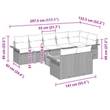 vidaXL Garden Sofa Set with Cushions 9 pcs Grey poly rattan