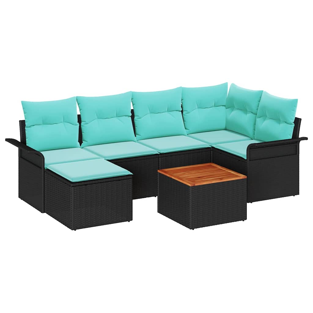 vidaXL Garden Sofa Set with cushions 7 pcs Grey poly rattan