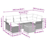 vidaXL Garden Sofa Set with cushions 7 pcs Grey poly rattan
