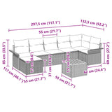 vidaXL Tuinbank Set met kussen 8 pcs Grijs poly rattan