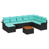 vidaXL Tuinbank Set met kussen 9 pcs Grijs poly rattan