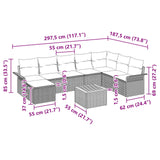 vidaXL Tuinbank Set met kussen 9 pcs Grijs poly rattan