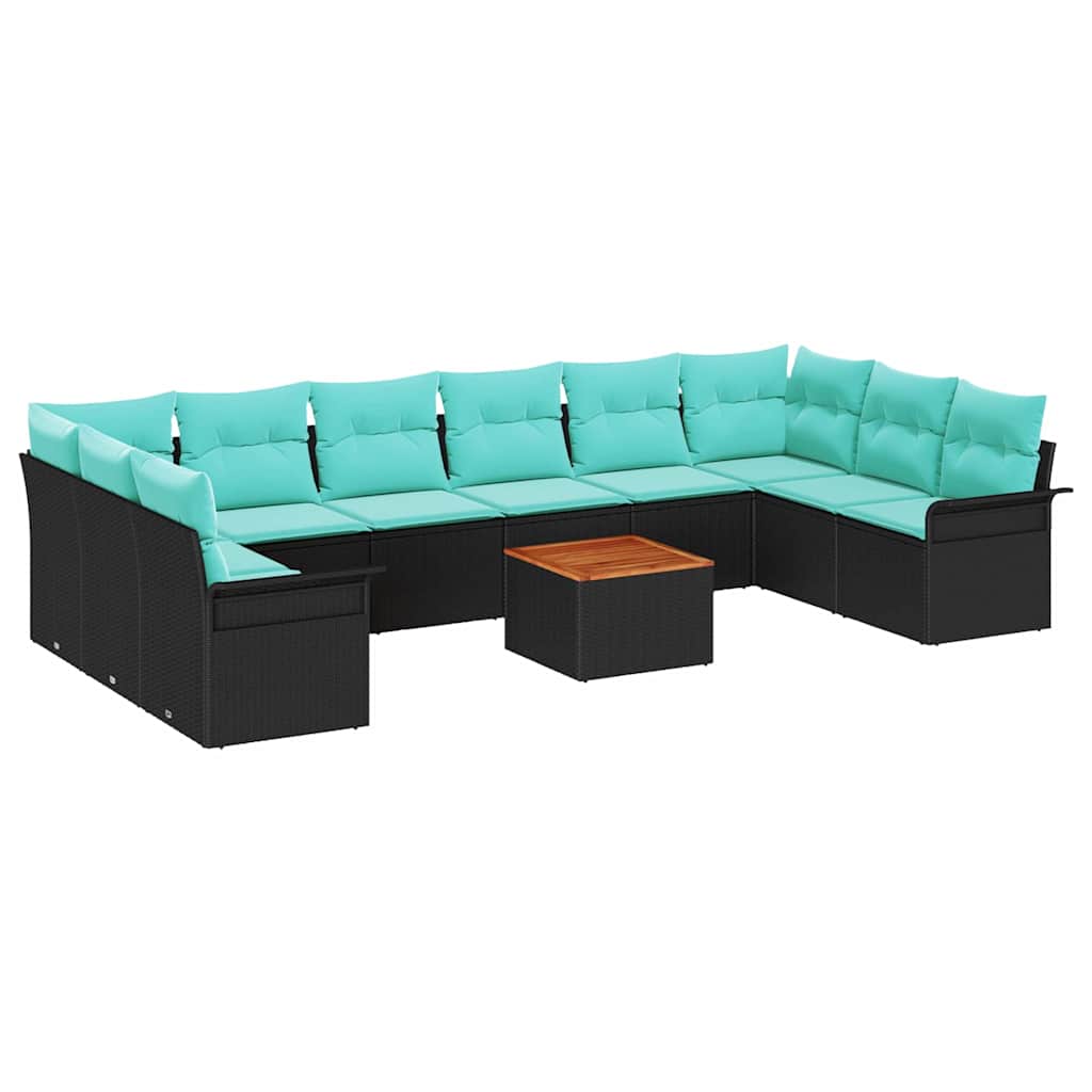 vidaXL Tuinbank Set met kussen 11 pcs Grijs poly rattan