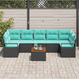 vidaXL Garden Bench Set with Cushion 8 pcs Grey Poly Rattan