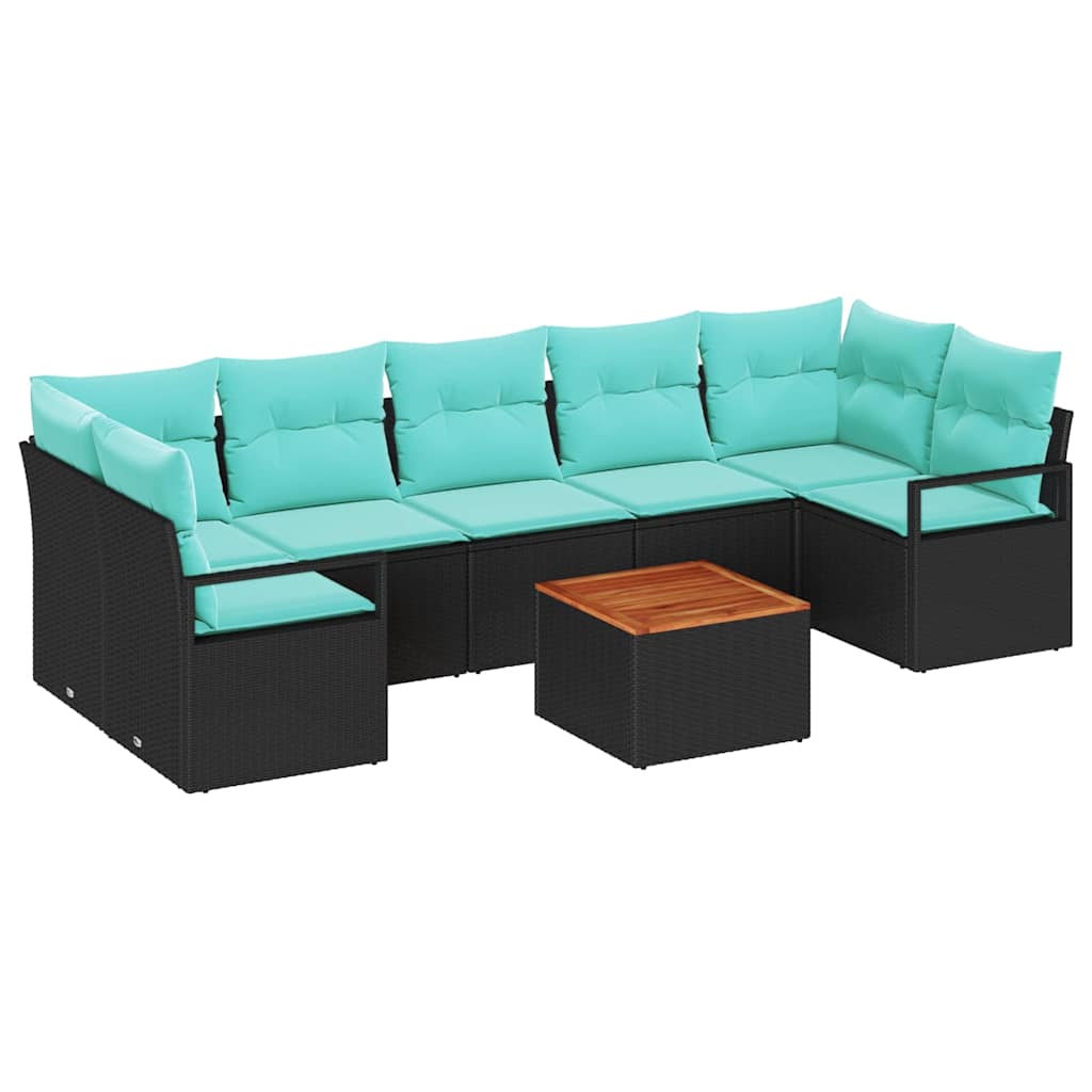 vidaXL Garden Bench Set with Cushion 8 pcs Grey Poly Rattan