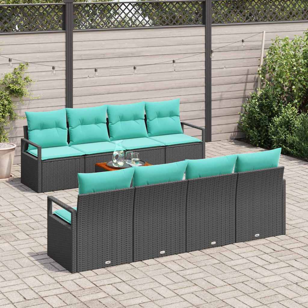 vidaXL Ensemble de bancs de jardin avec coussins 9 pcs Résine tressée gris