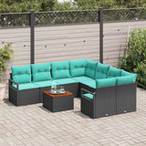 vidaXL Tuinbank Set met kussen 9 pcs Grijs poly rattan