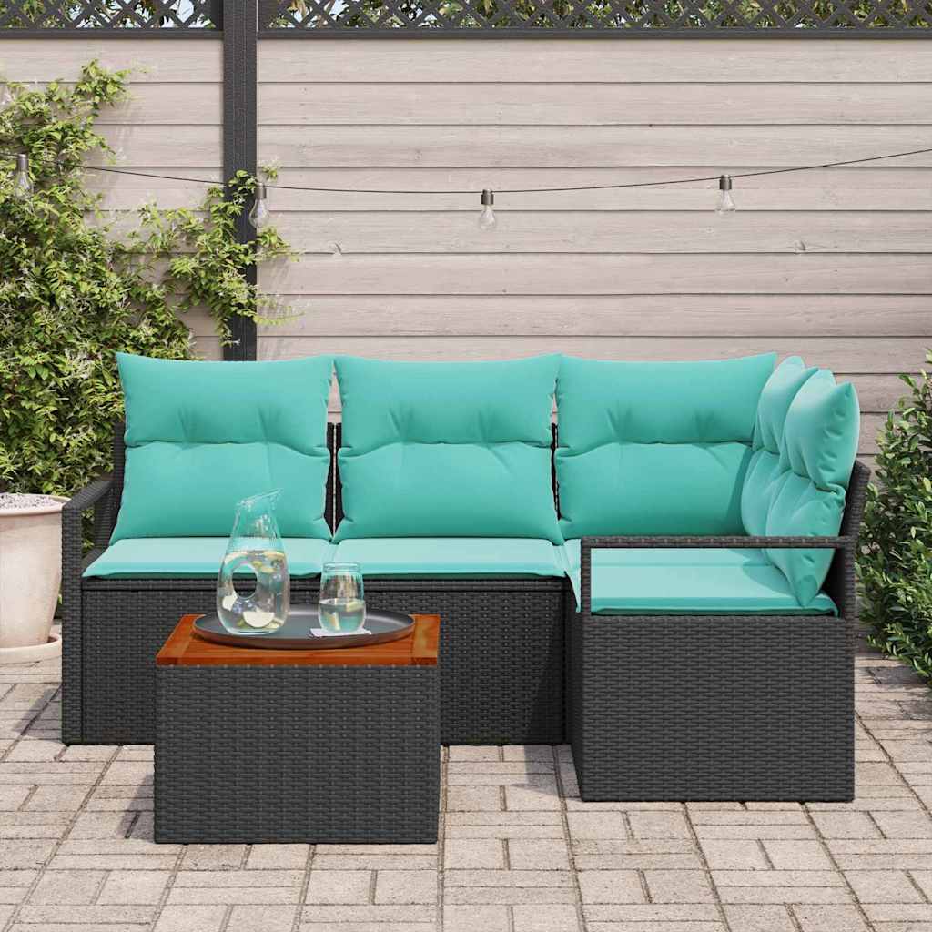 vidaXL Salon de jardin avec coussins 5 pcs Résine tressée Gris