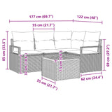 vidaXL Salon de jardin avec coussins 5 pcs Résine tressée Gris