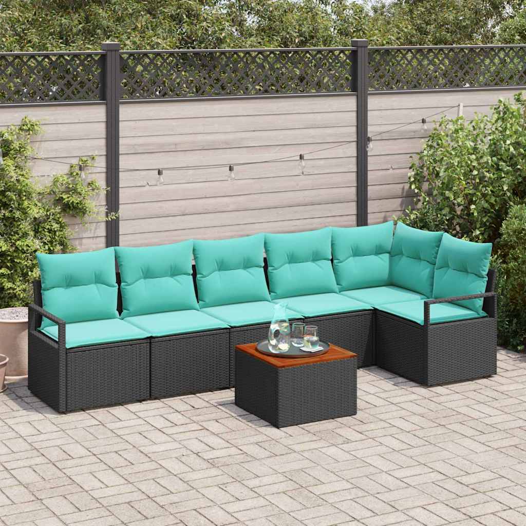 vidaXL Tuinbank Set met kussen 7 pcs Grijs poly rattan