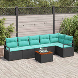 vidaXL Tuinbank Set met kussen 7 pcs Grijs poly rattan