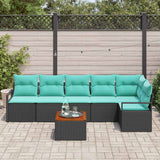 vidaXL Tuinbank Set met kussen 7 pcs Grijs poly rattan