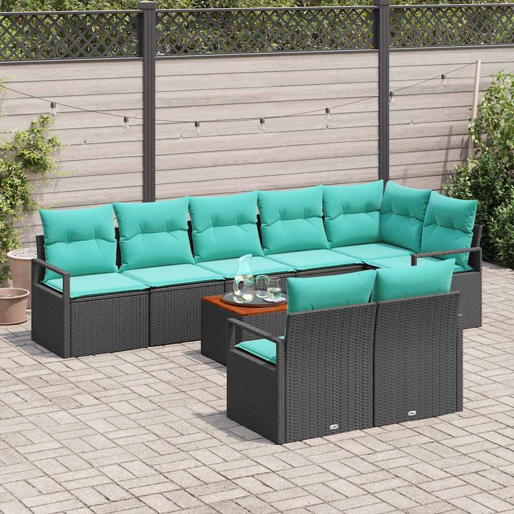 vidaXL Salon de jardin avec coussins 9 pcs Résine tressée Gris