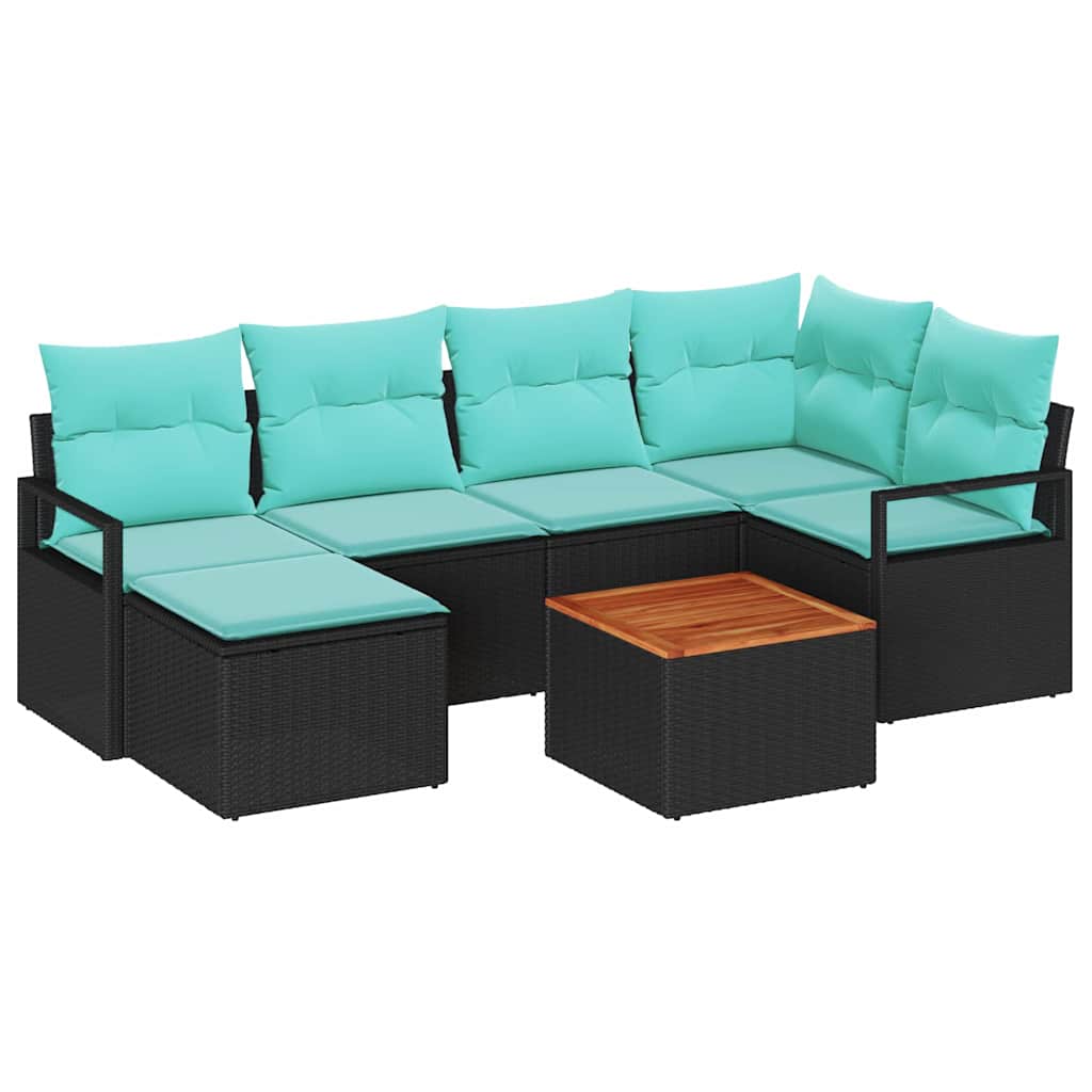 vidaXL Garden Sofa Set with cushions 7 pcs Grey poly rattan