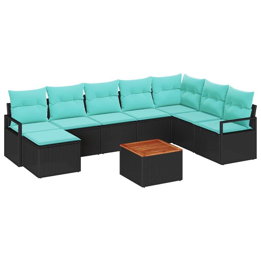 vidaXL Garden Sofa Set with cushions 9 pcs Grey poly rattan