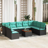 vidaXL Tuinbank Set met kussen 10 pcs Grijs poly rattan