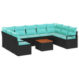vidaXL Tuinbank Set met kussen 10 pcs Grijs poly rattan