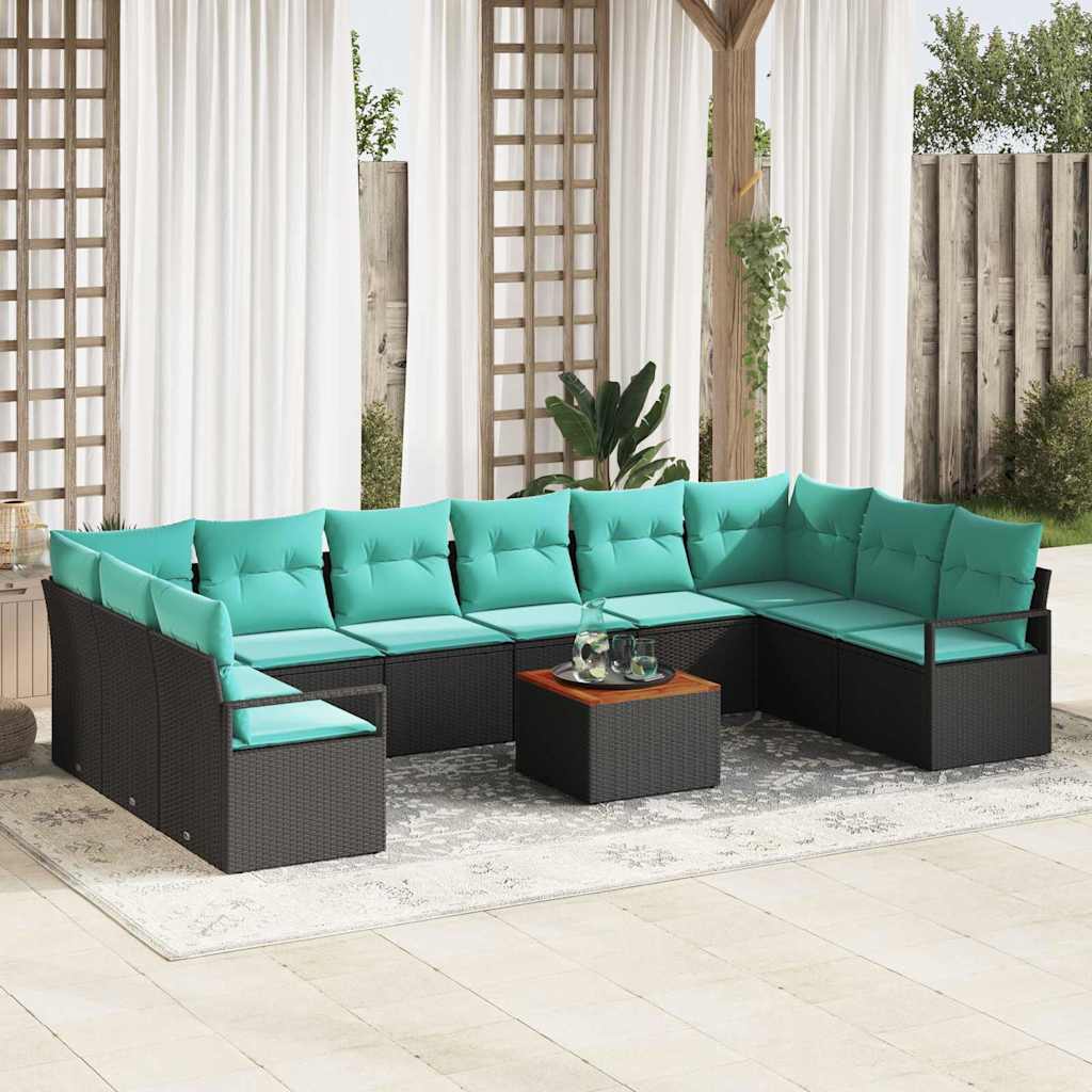 vidaXL Garden Lounge Set with Cushions 11 pcs Grey Polyrattan