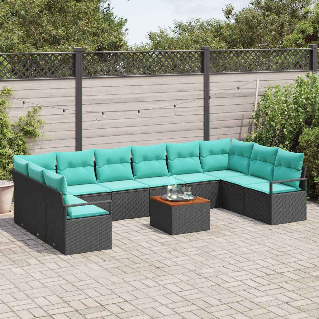 vidaXL Garden Lounge Set with Cushions 11 pcs Grey Polyrattan