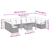 vidaXL Garden Lounge Set with Cushions 11 pcs Grey Polyrattan