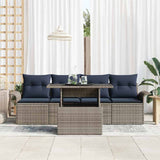 vidaXL Tuinbank Set met kussen 5 pcs Bruin poly rattan
