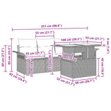 vidaXL Tuinbank Set met kussen 5 pcs Bruin poly rattan