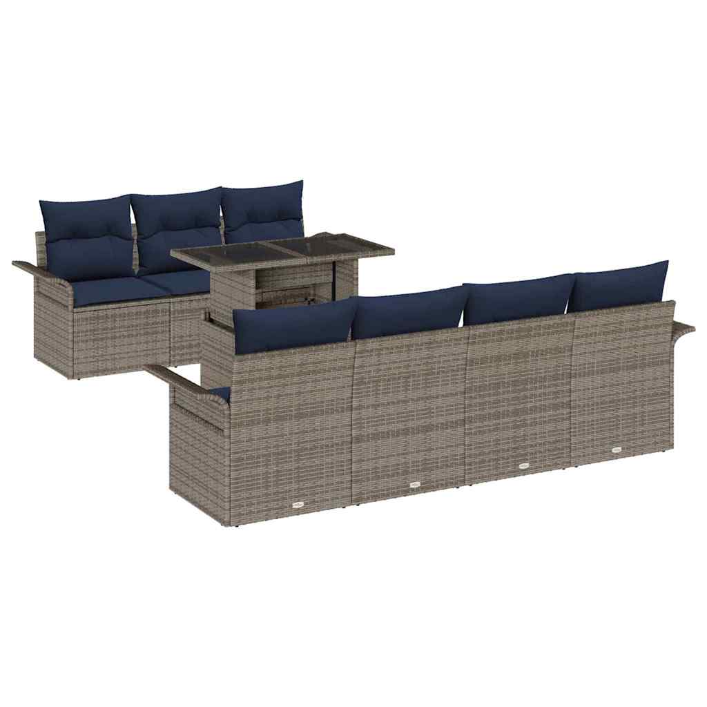 vidaXL Tuinbank Set met kussen 8 pcs Bruin poly rattan