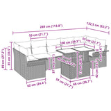 vidaXL Tuinbank Set met kussen 8 pcs Bruin poly rattan