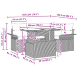 vidaXL Tuinbank Set met kussen 5 pcs Bruin poly rattan
