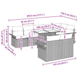 vidaXL Tuinbank Set met kussen 9 pcs Bruin Poly rattan
