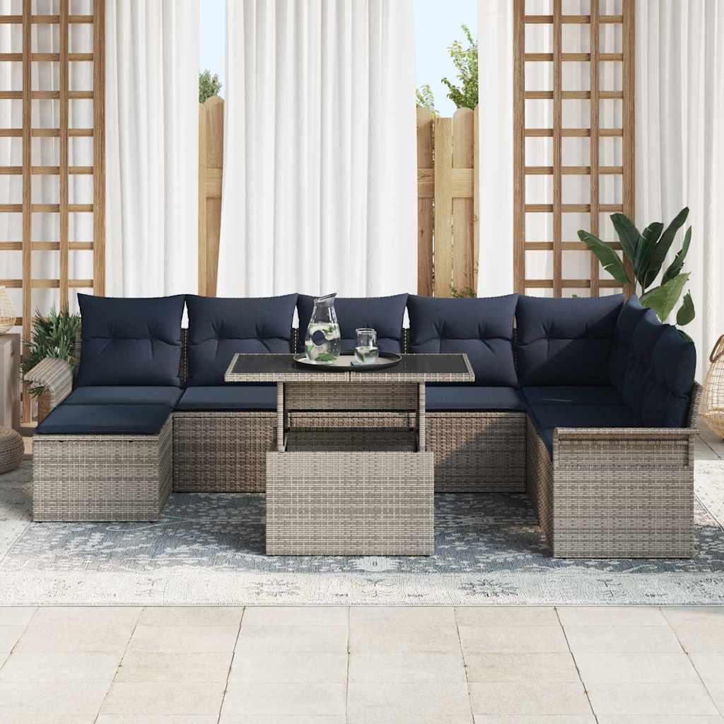 vidaXL Tuinbank Set met kussen 9 pcs Bruin Poly rattan