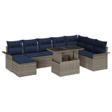 vidaXL Tuinbank Set met kussen 9 pcs Bruin Poly rattan