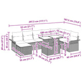 vidaXL Tuinbank Set met kussen 9 pcs Bruin Poly rattan