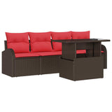 vidaXL Tuinbank Set met kussen 5 pcs Bruin poly rattan