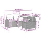vidaXL Tuinbank Set met kussen 5 pcs Bruin poly rattan