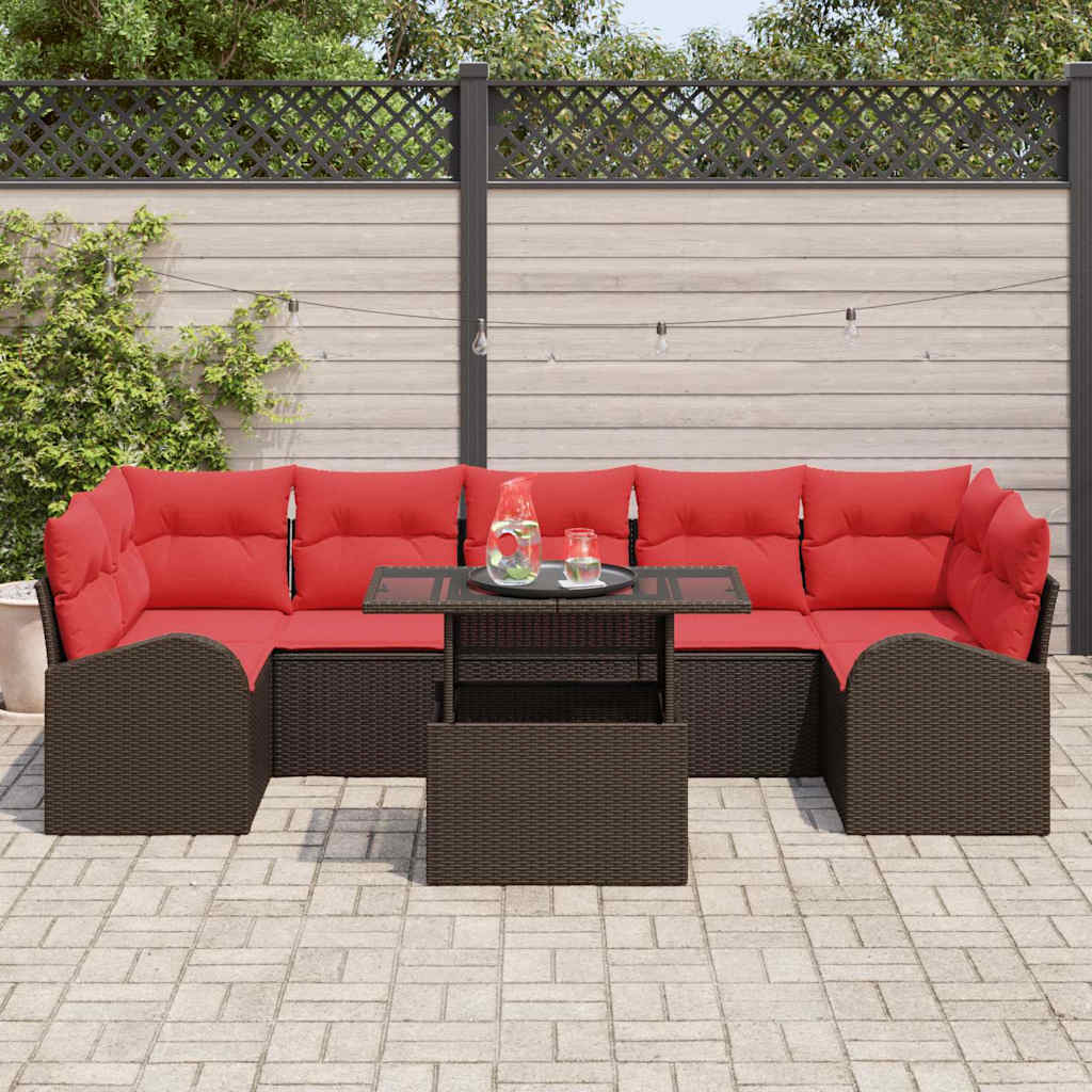 vidaXL Tuinbank Set met opslag 8 pcs Bruin poly rattan