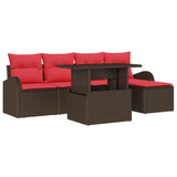 vidaXL Tuinbank Set met opslag 6 pcs Bruin poly rattan